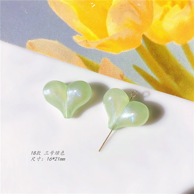 acrylic Translucent pigmented luminous dusting acrylic love heart beads