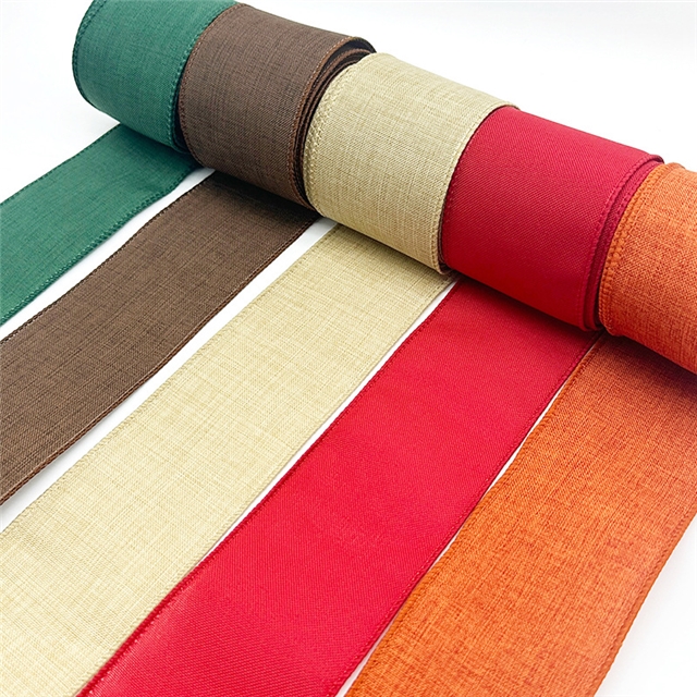 imitation hemp plain linen wired ribbon