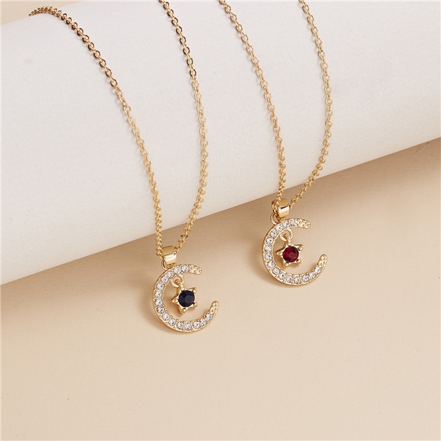alloy diamond moon star necklace (with cardboard）