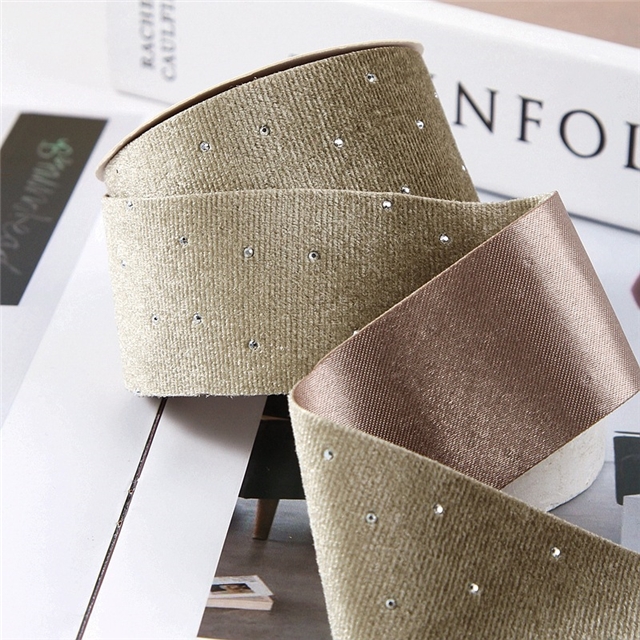 polyester velvet rhinestone ribbon