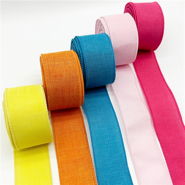 imitation hemp plain linen wired ribbon