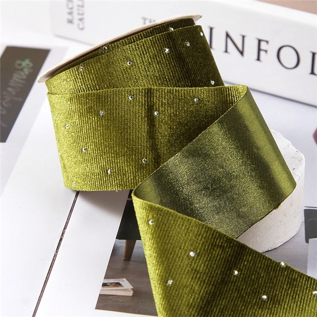 polyester velvet rhinestone ribbon