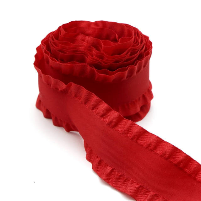 1.5" satin 1.5‘’flounced ribbon red ,50yard