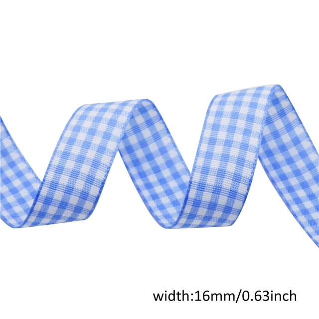 polyester plain colour lattice bowknot gift wrapping ribbon blue,16mm(5/8