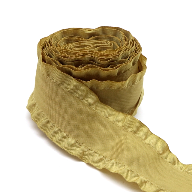 1.5" satin 1.5‘’flounced ribbon mustard,50yard