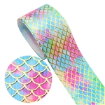 50mm fish scaels pattern heat transfer gold hot stamping foil grosgrain ribbon, green,50yard