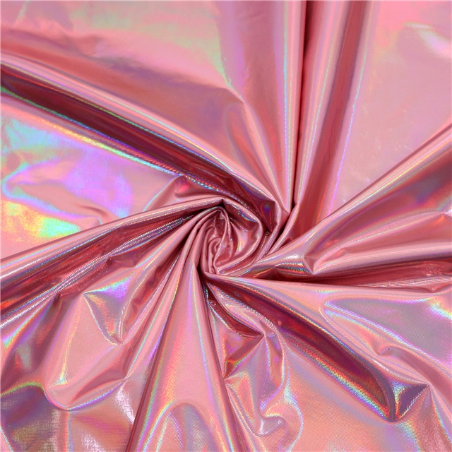 elastic laser iridescent polyester fabric pink,50*150cm(19.7*59.1