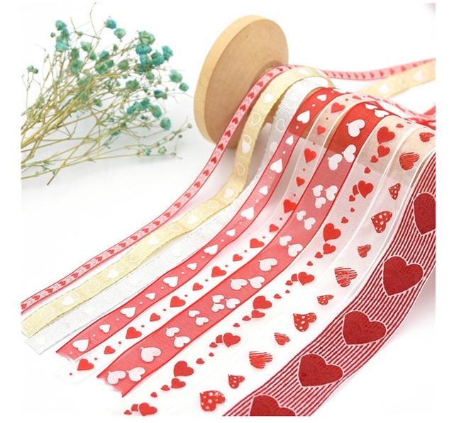 heart printed ribbon 9#25mm(1