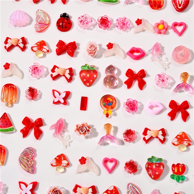 resin mixed butterfly flower fruit nail accessories