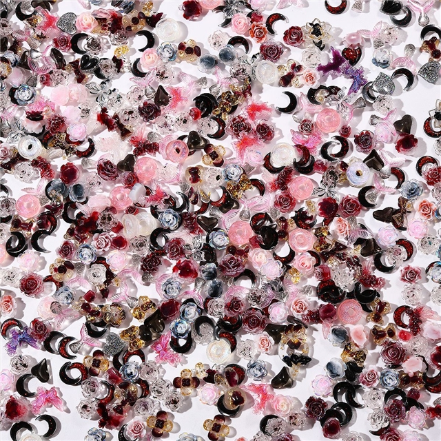 resin mixed butterfly flower fruit nail accessories