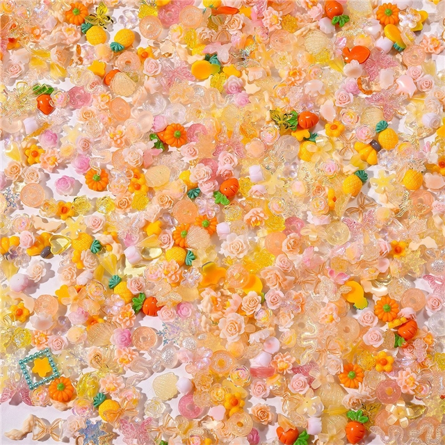 resin mixed butterfly flower fruit nail accessories