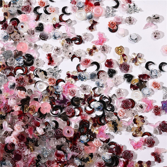 resin mixed butterfly flower fruit nail accessories