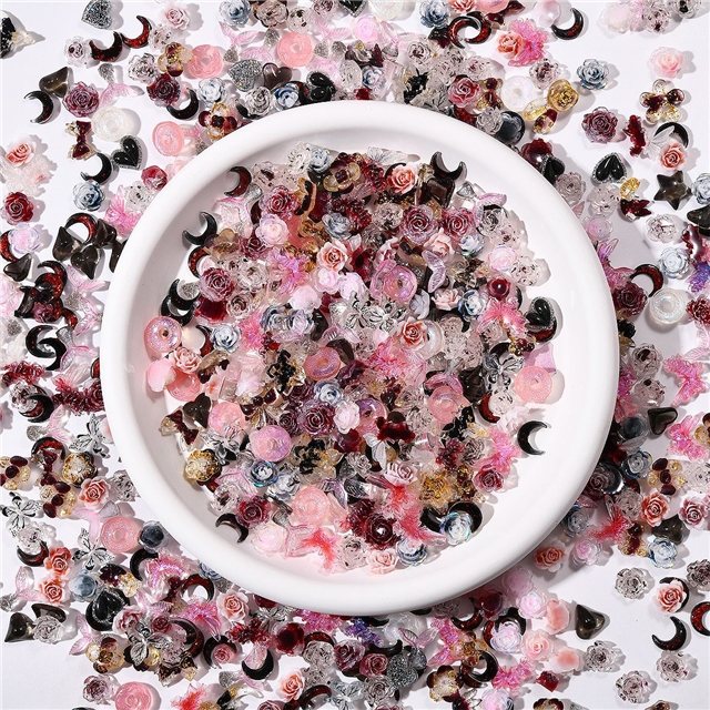 resin mixed butterfly flower fruit nail accessories
