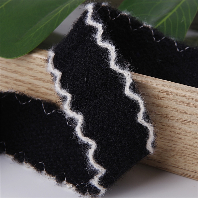 polyester solid colored plush contrasting edge woven tape