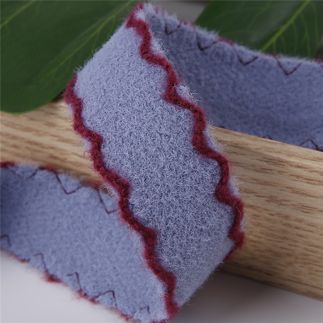 polyester solid colored plush contrasting edge woven tape