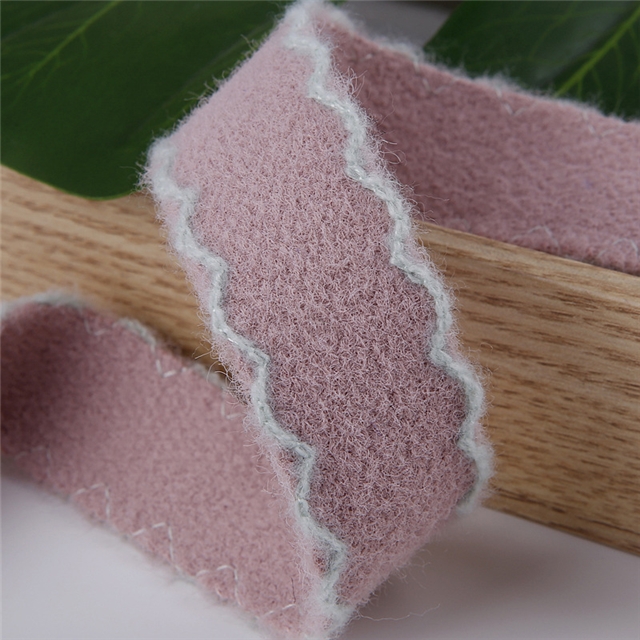 polyester solid colored plush contrasting edge woven tape