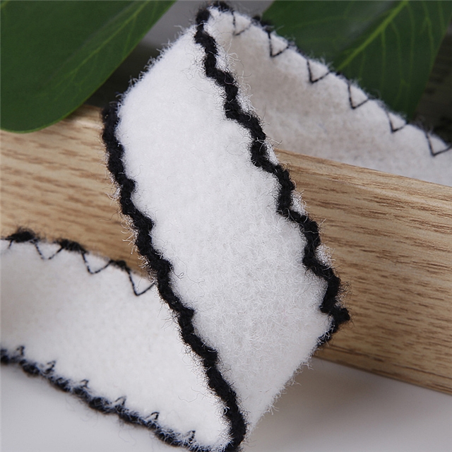 polyester solid colored plush contrasting edge woven tape