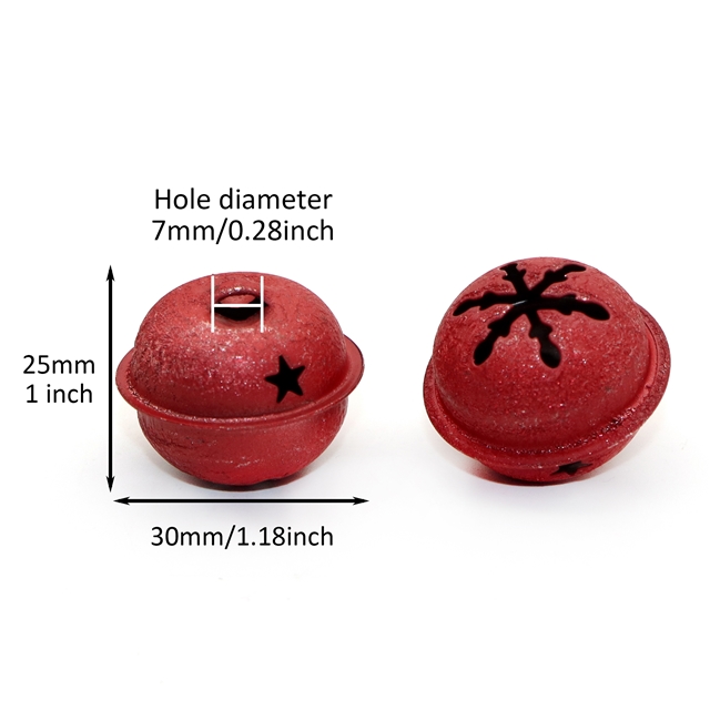 metal matte metal snowflake bell red snowflake,30mm(1.2