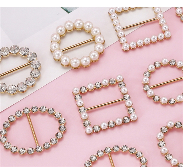 metal pearl diamond day buckle