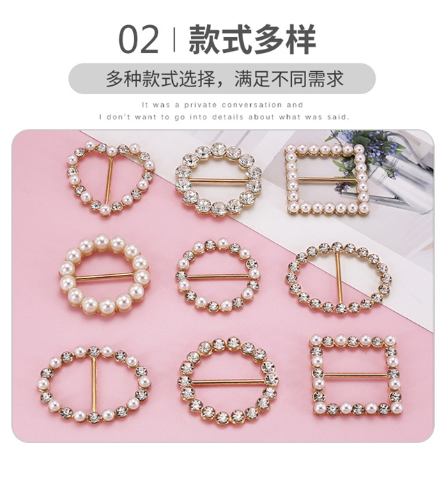 metal pearl diamond day buckle