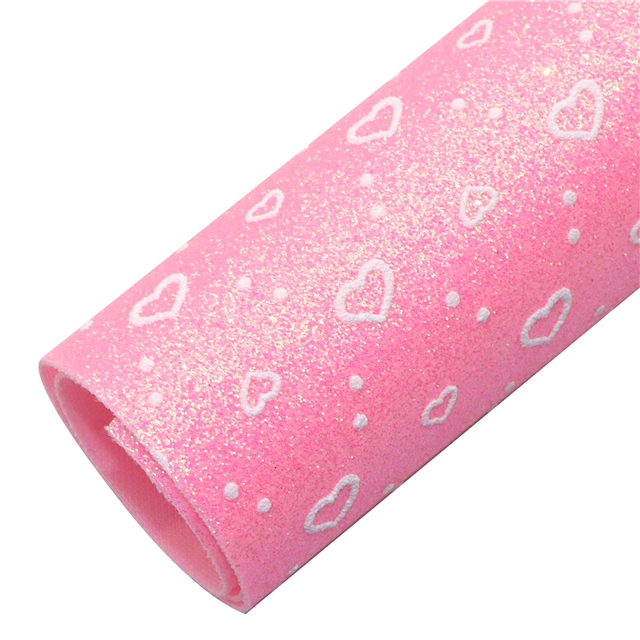 synthetic leather heart fine glitter faux leather  20*33cm(7.9*13
