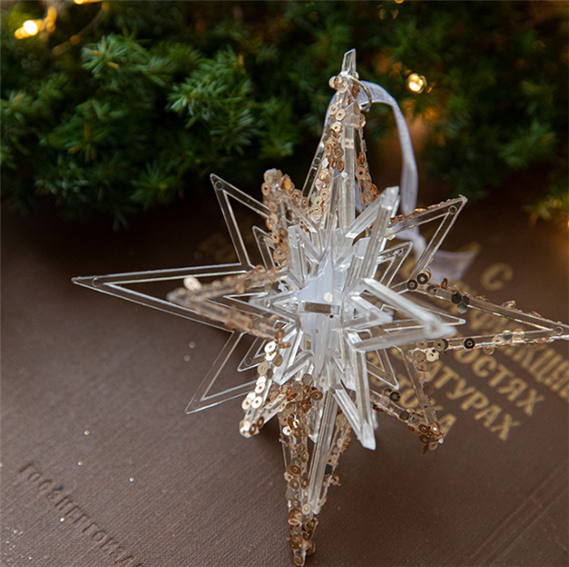 Acrylic Christmas glitter acrylic transparent decorative pendant