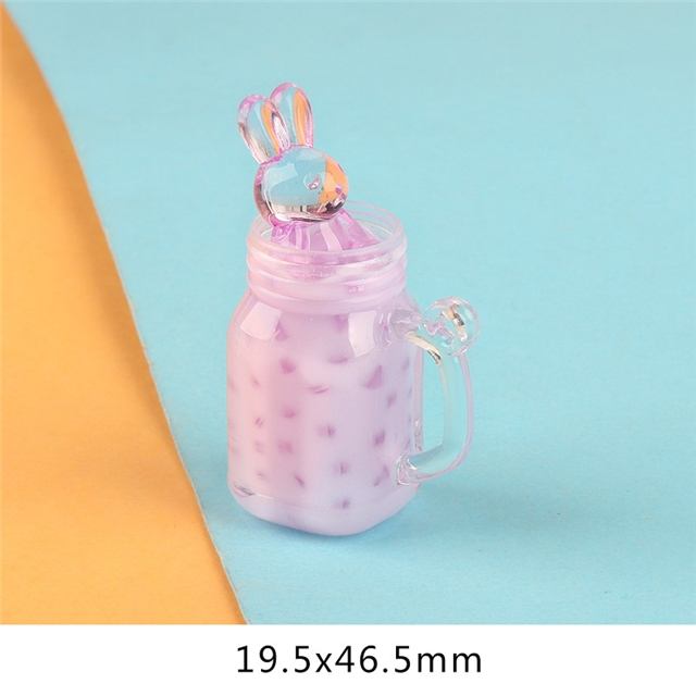 resin glow pearl milk tea rabbit cup 3d resins pendant