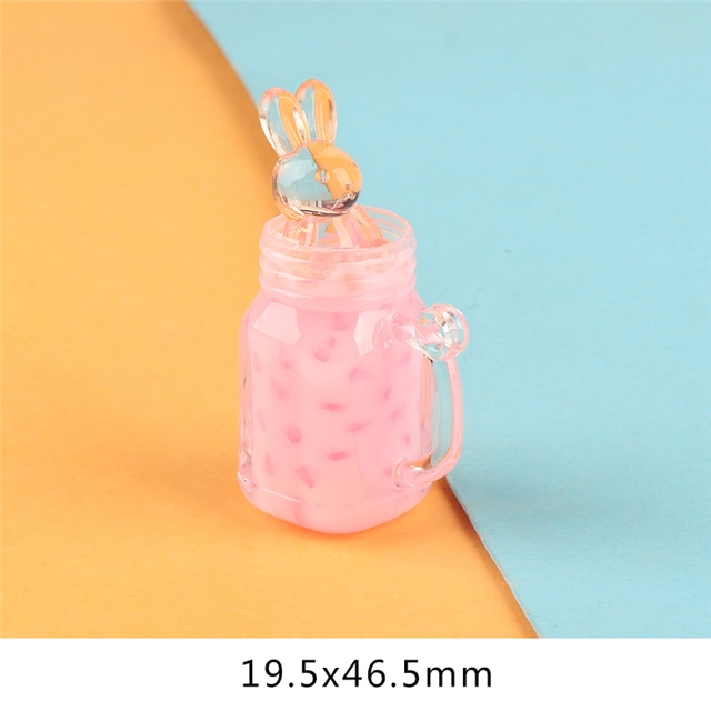 resin glow pearl milk tea rabbit cup 3d resins pendant
