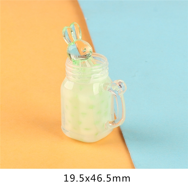resin glow pearl milk tea rabbit cup 3d resins pendant