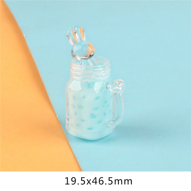 resin glow pearl milk tea rabbit cup 3d resins pendant