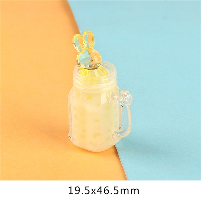 resin glow pearl milk tea rabbit cup 3d resins pendant