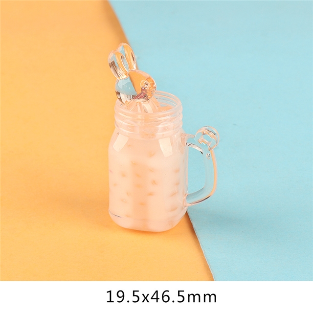 resin glow pearl milk tea rabbit cup 3d resins pendant