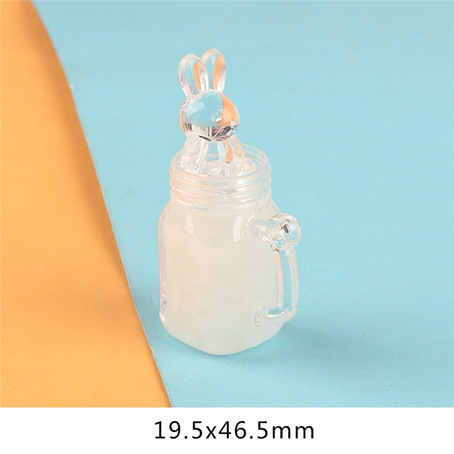 resin glow pearl milk tea rabbit cup 3d resins pendant