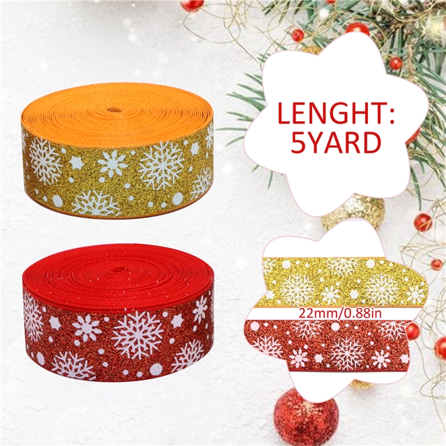 7/8" glitter GROSGRAIN snow glitter ribbon