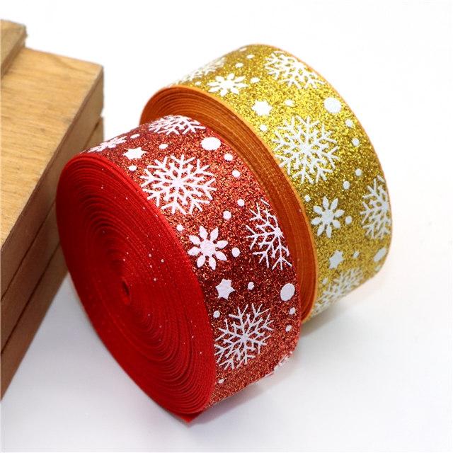 7/8" glitter GROSGRAIN snow glitter ribbon