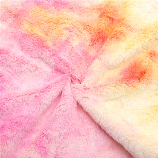 100% polyester imitation rabbit fur tie-dye fleece fabric 1#,50*165cm(19.7*65