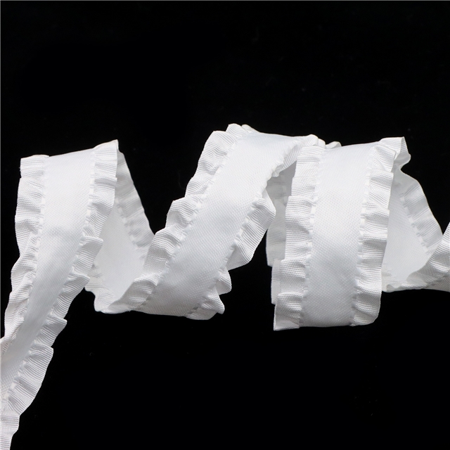 satin flounced ribbon 1# white,40mm(1.6