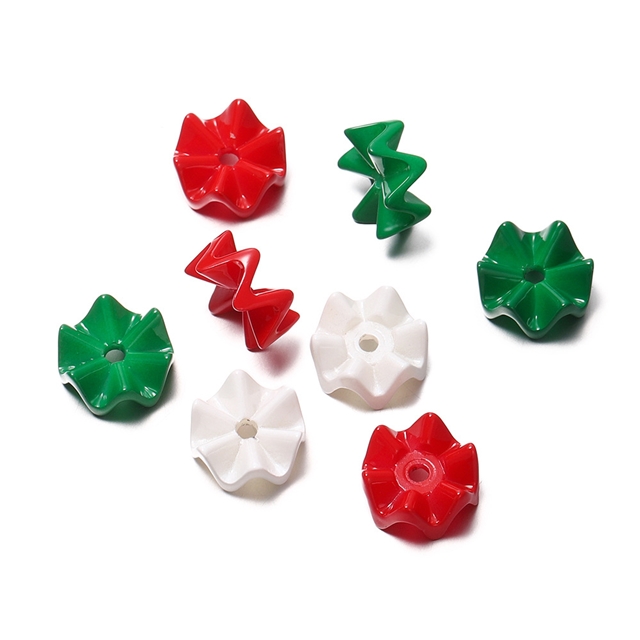 acrylic Christmas series UV coated plastic acrylic beads(4 pieces/pack)
