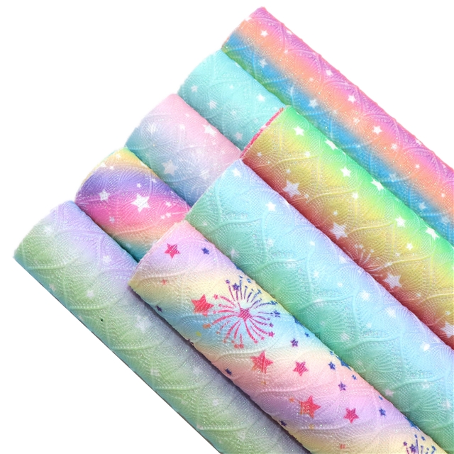 synthetic leather bump texture glitter fishtail star faux leather 