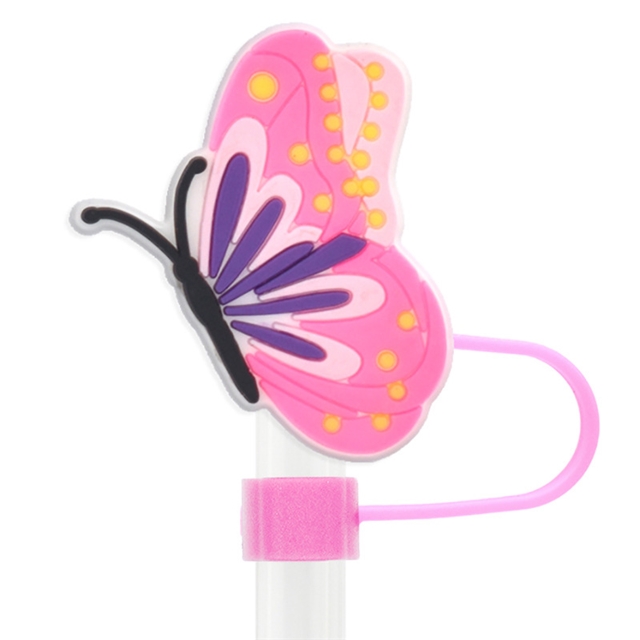 pvc soft glue butterfly series straw cap (without straw)