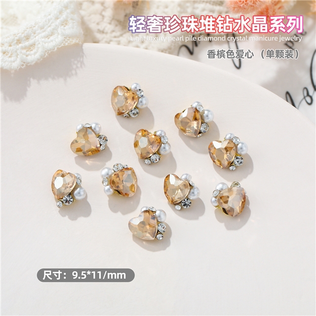 Glass/Crystal Alloy Pearl Pile Diamond Nail Accessories