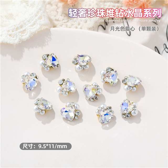 Glass/Crystal Alloy Pearl Pile Diamond Nail Accessories