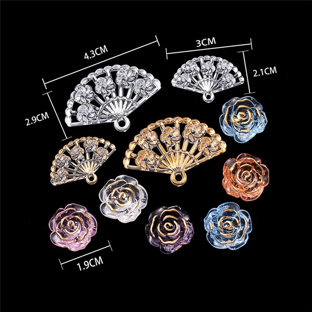 resin clear fan rose pendant
