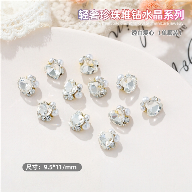 Glass/Crystal Alloy Pearl Pile Diamond Nail Accessories