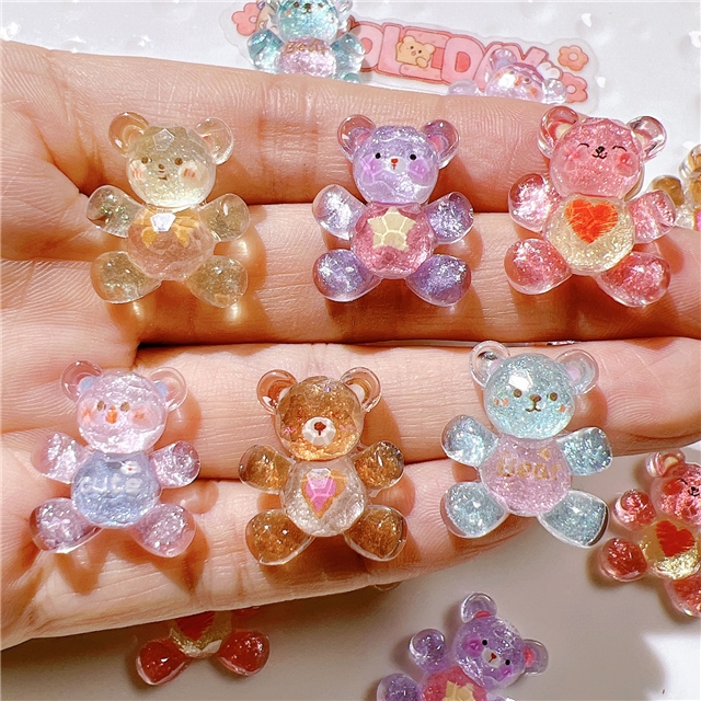 resin heart Section bear 3d resin accessories