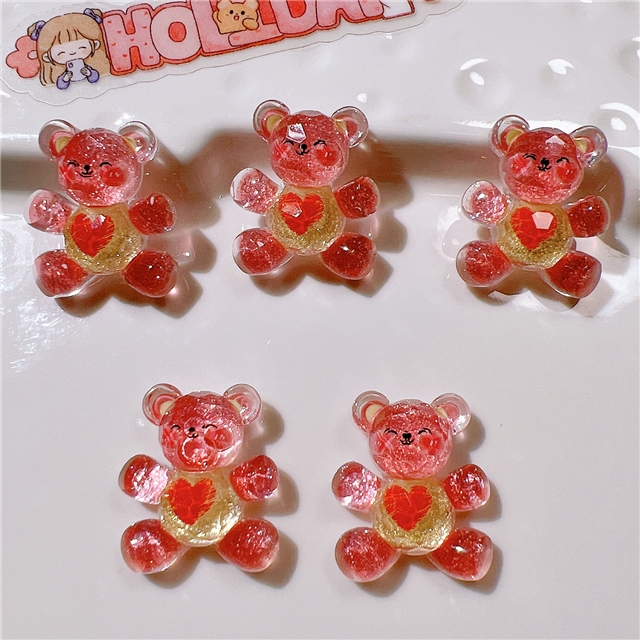 resin heart Section bear 3d resin accessories
