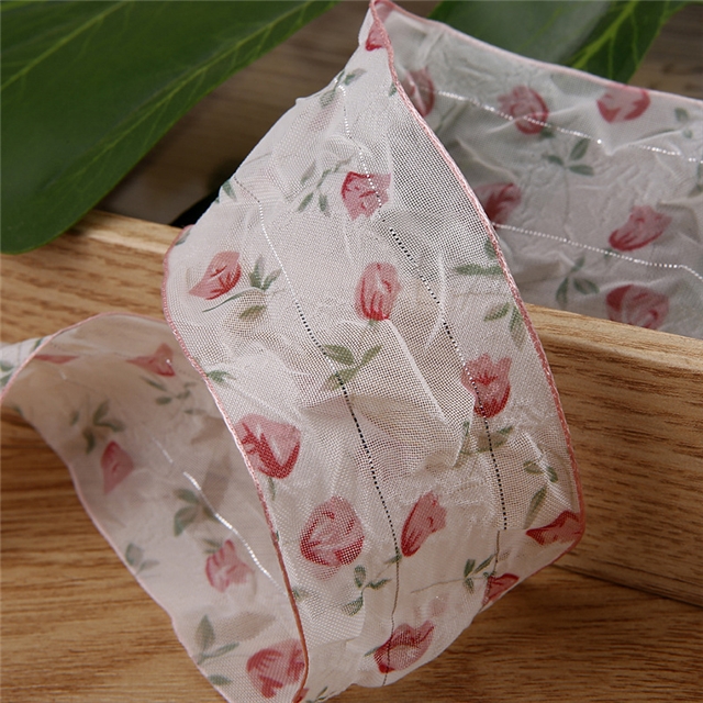 rose red chiffon ribbon