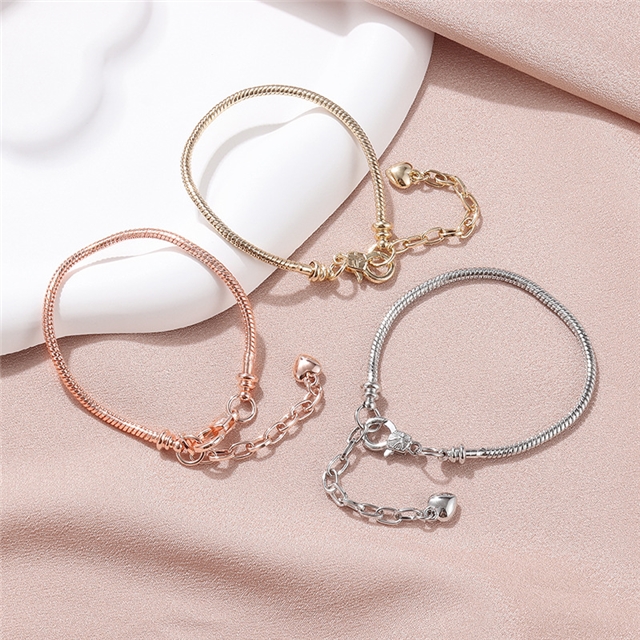alloy Large Hole Bead Chain Lobster Buckle Bracelet