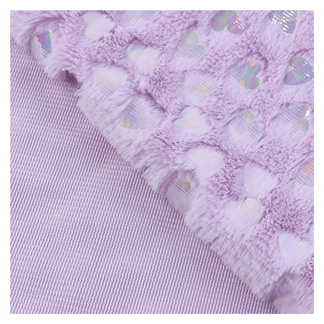 100% polyester colourful gold hot stamping heart velvet fabric
