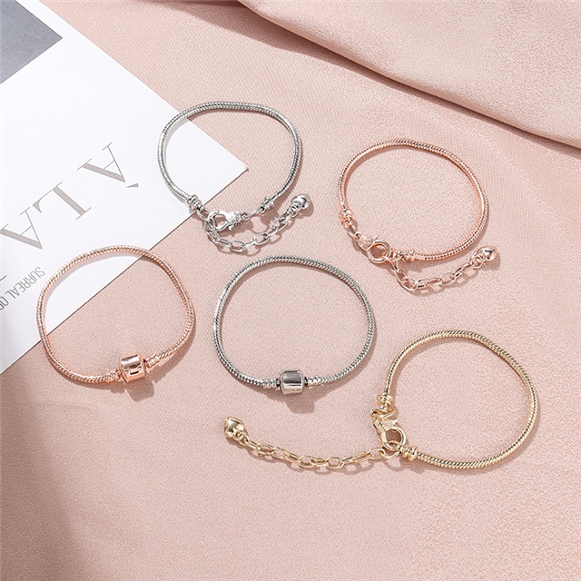 alloy Large Hole Bead Chain Lobster Buckle Bracelet